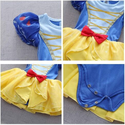 HIHCBF Baby Toddler Girls Christmas Snow White Costume Halloween Princess Birthday Party Cotton Romper Tutu Dress w/Headband in Saudi Arabia