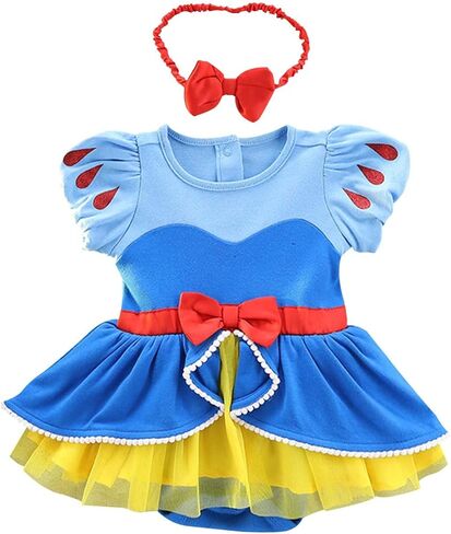 HIHCBF Baby Toddler Girls Christmas Snow White Costume Halloween Princess Birthday Party Cotton Romper Tutu Dress w/Headband in Saudi Arabia