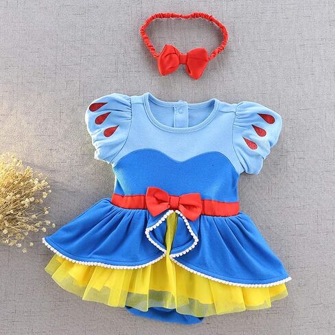HIHCBF Baby Toddler Girls Christmas Snow White Costume Halloween Princess Birthday Party Cotton Romper Tutu Dress w/Headband in Saudi Arabia