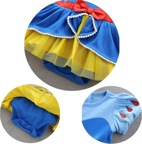 HIHCBF Baby Toddler Girls Christmas Snow White Costume Halloween Princess Birthday Party Cotton Romper Tutu Dress w/Headband in Saudi Arabia