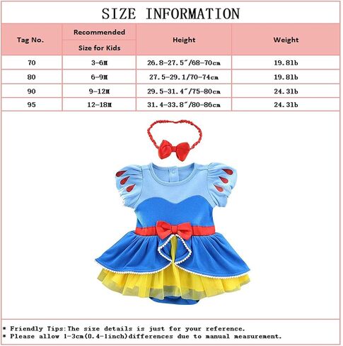 HIHCBF Baby Toddler Girls Christmas Snow White Costume Halloween Princess Birthday Party Cotton Romper Tutu Dress w/Headband in Saudi Arabia
