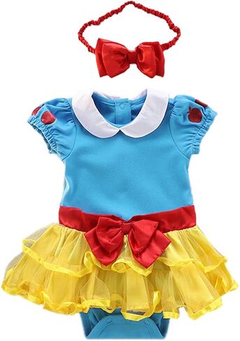 HIHCBF Baby Toddler Girls Christmas Snow White Costume Halloween Princess Birthday Party Cotton Romper Tutu Dress w/Headband in Saudi Arabia