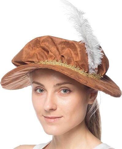 HMS mens Mob Cap With Feather Costume Accessories, Brown, One Size US in Saudi Arabia