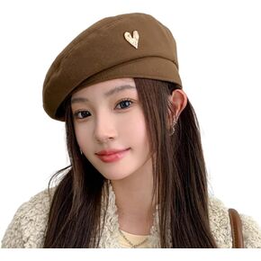 ANKOMINA Women Girls Winter Wool Beret Hat Retro Solid Color French Painter Hat Artistic Beret Caps