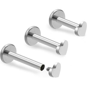 ZYTAIJEW 3pcs 16G 6mm 8mm 10mm G23 Titanium Internally Threaded 3mm Heart/Star/Cross/Moon/Lightning/Round Labret Monroe Lip Tragus Cartilage Earring Ring Stud Piercing Jewelry in Kuwait