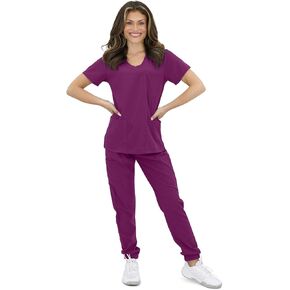 Green Town GT 4FLEX Athletic Slim Fit Jogger Top and Pant Medical Nursing Uniform Scrubs for Women Set (Small to XL)