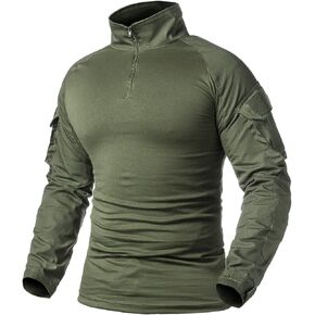 ReFire Gear Men's Military Tactical Army Combat Long Sleeve Shirt Slim Fit Camo T-Shirt with 1/4 Zipper