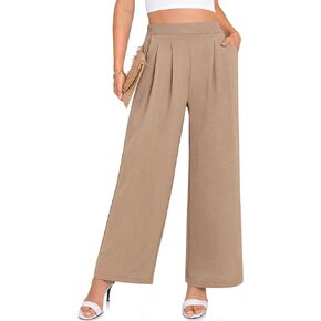 TARSE Womens Dress Pants Wide Leg Work Business Casual Trousers Palazzo Flowy High Elastic Waisted Pants with Pockets