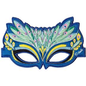 Fanciful Fabric Peacock Mask, 7''L Green in Saudi Arabia