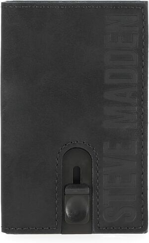 ستيف مادن محفظة بطاقات بتصميم بسيط منبثق ونافذة لبطاقة الهوية، اسود، 2.5 × .5 × 4 in Kuwait