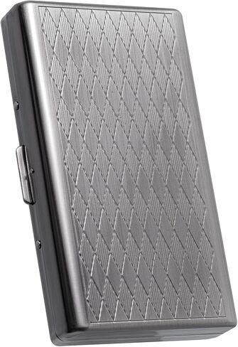 Retro Metal lozenge space pattern case,14 Capacity,Metal Plated Metallic Glossy Black,Double-Sided,Bank Card case, Cash Box(100mm King Size) (gun black) in Saudi Arabia