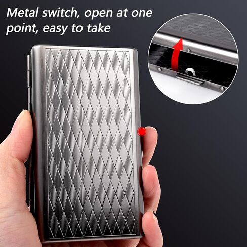Retro Metal lozenge space pattern case,14 Capacity,Metal Plated Metallic Glossy Black,Double-Sided,Bank Card case, Cash Box(100mm King Size) (gun black) in Saudi Arabia