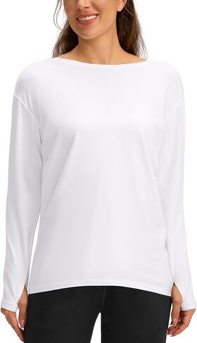Soothfeel Long Sleeve Workout Shirts for Women Loose Fit Yoga Running Athletic Shirts Cotton Active Tops with Thumb Hole in Saudi Arabia