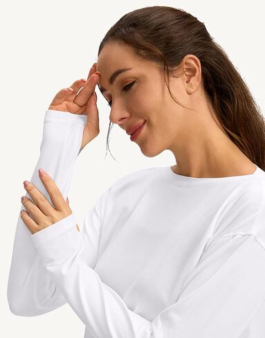 Soothfeel Long Sleeve Workout Shirts for Women Loose Fit Yoga Running Athletic Shirts Cotton Active Tops with Thumb Hole in Saudi Arabia