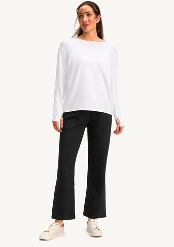Soothfeel Long Sleeve Workout Shirts for Women Loose Fit Yoga Running Athletic Shirts Cotton Active Tops with Thumb Hole in Saudi Arabia