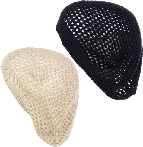 an Womens Crochet Flower Beanie Hats Lightweight Cutout Knit Beret Fashion Cap in Saudi Arabia