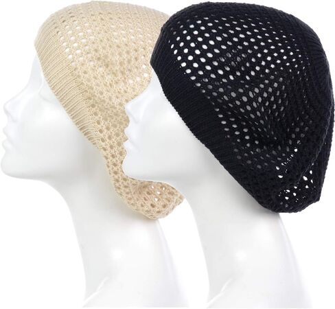 an Womens Crochet Flower Beanie Hats Lightweight Cutout Knit Beret Fashion Cap in Saudi Arabia