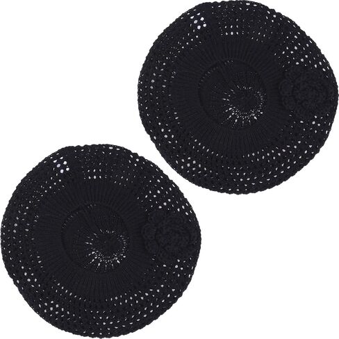 an Womens Crochet Flower Beanie Hats Lightweight Cutout Knit Beret Fashion Cap in Saudi Arabia