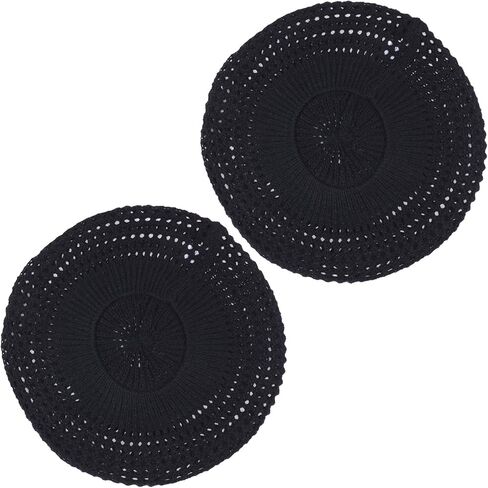 an Womens Crochet Flower Beanie Hats Lightweight Cutout Knit Beret Fashion Cap in Kuwait