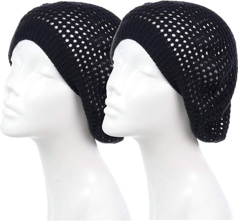 an Womens Crochet Flower Beanie Hats Lightweight Cutout Knit Beret Fashion Cap in Kuwait
