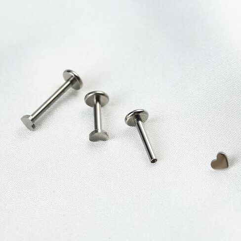 ZYTAIJEW 3pcs 16G 6mm 8mm 10mm G23 Titanium Internally Threaded 3mm Heart/Star/Cross/Moon/Lightning/Round Labret Monroe Lip Tragus Cartilage Earring Ring Stud Piercing Jewelry in Kuwait