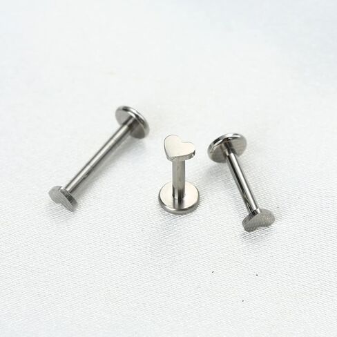ZYTAIJEW 3pcs 16G 6mm 8mm 10mm G23 Titanium Internally Threaded 3mm Heart/Star/Cross/Moon/Lightning/Round Labret Monroe Lip Tragus Cartilage Earring Ring Stud Piercing Jewelry in Kuwait