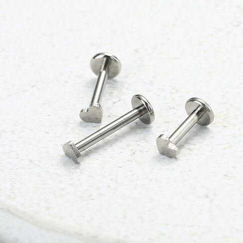ZYTAIJEW 3pcs 16G 6mm 8mm 10mm G23 Titanium Internally Threaded 3mm Heart/Star/Cross/Moon/Lightning/Round Labret Monroe Lip Tragus Cartilage Earring Ring Stud Piercing Jewelry in Kuwait