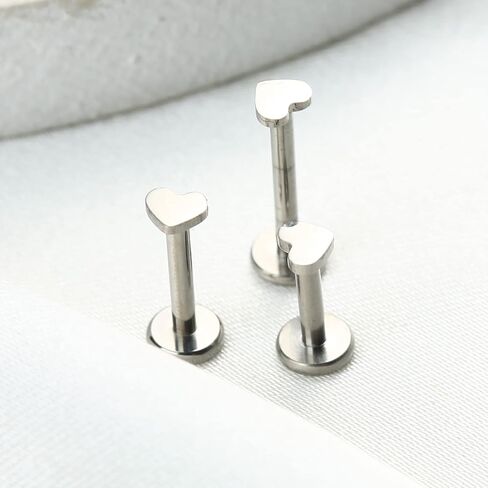 ZYTAIJEW 3pcs 16G 6mm 8mm 10mm G23 Titanium Internally Threaded 3mm Heart/Star/Cross/Moon/Lightning/Round Labret Monroe Lip Tragus Cartilage Earring Ring Stud Piercing Jewelry in Kuwait