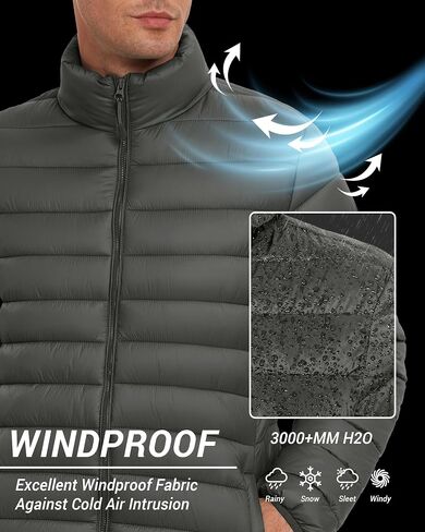 Cityork Men's Puffer Jacket Lightweight Winter Coats Water-Resistant Insulated Puffy Jacket for Hiking Travel Snow in Saudi Arabia
