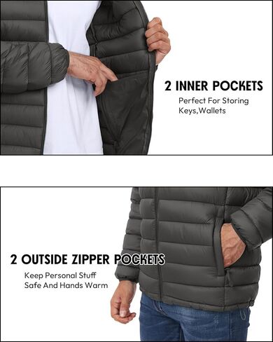 Cityork Men's Puffer Jacket Lightweight Winter Coats Water-Resistant Insulated Puffy Jacket for Hiking Travel Snow in Saudi Arabia