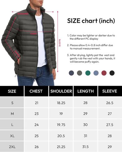 Cityork Men's Puffer Jacket Lightweight Winter Coats Water-Resistant Insulated Puffy Jacket for Hiking Travel Snow in Saudi Arabia