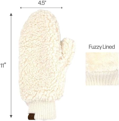 C.C Women Fuzzy Lined Sherpa Cuff Warm Winter Beanie and Mitten Set in Saudi Arabia