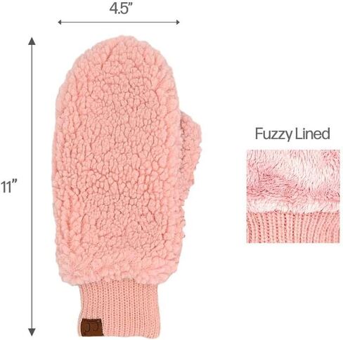 C.C Women Fuzzy Lined Sherpa Cuff Warm Winter Beanie and Mitten Set in Kuwait