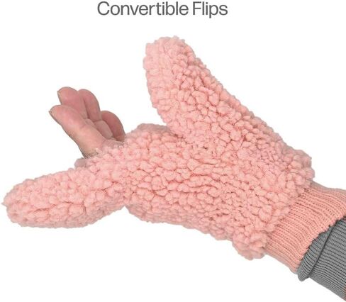 C.C Women Fuzzy Lined Sherpa Cuff Warm Winter Beanie and Mitten Set in Kuwait