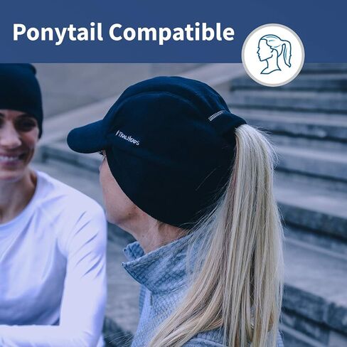 TrailHeads Fleece Ponytail Cap and Quilted Mittens Womens Running Set - Black in Saudi Arabia