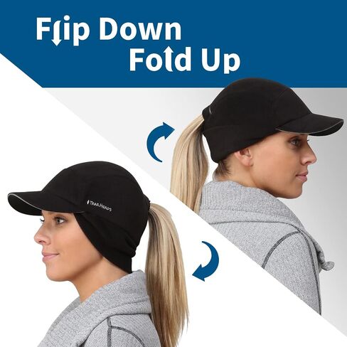 TrailHeads Fleece Ponytail Cap and Quilted Mittens Womens Running Set - Black in Saudi Arabia