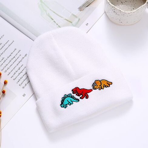 محبوك قبعة القبعات ديناصور التطريز القبعات بنين بنات قبعة الشتاء لينة الدافئة مكبل قبعة الجمجمة in Kuwait