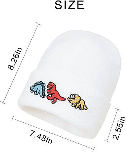 محبوك قبعة القبعات ديناصور التطريز القبعات بنين بنات قبعة الشتاء لينة الدافئة مكبل قبعة الجمجمة in Kuwait