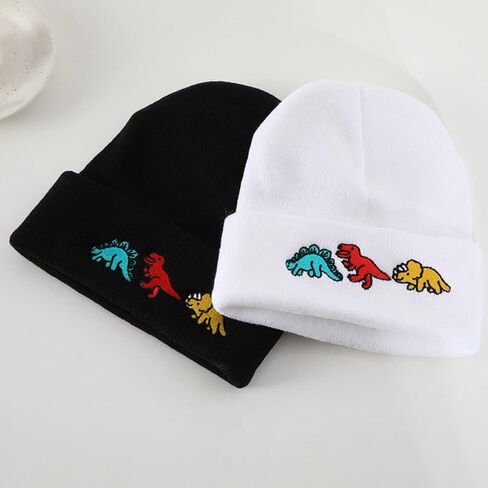 محبوك قبعة القبعات ديناصور التطريز القبعات بنين بنات قبعة الشتاء لينة الدافئة مكبل قبعة الجمجمة in Kuwait