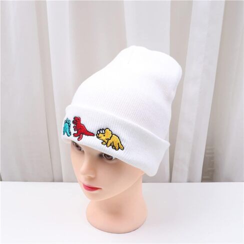 محبوك قبعة القبعات ديناصور التطريز القبعات بنين بنات قبعة الشتاء لينة الدافئة مكبل قبعة الجمجمة in Kuwait