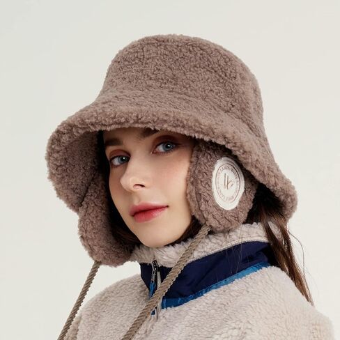 WHITE SANDS MOJA Unisex Fleece Earmuff Bucket Hat Faux Fur SKADI in Kuwait