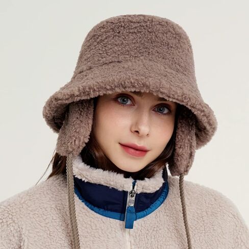 WHITE SANDS MOJA Unisex Fleece Earmuff Bucket Hat Faux Fur SKADI in Kuwait