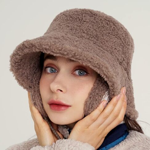 WHITE SANDS MOJA Unisex Fleece Earmuff Bucket Hat Faux Fur SKADI in Kuwait