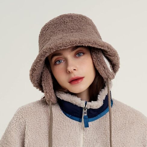WHITE SANDS MOJA Unisex Fleece Earmuff Bucket Hat Faux Fur SKADI in Kuwait