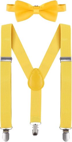 IBTOM CASTLE Baby Boys Y Back Adjustable Elastic Suspender Strong Sturdy Clip-on Braces Pre tied Bow Tie Perfect for Tuxed in Saudi Arabia