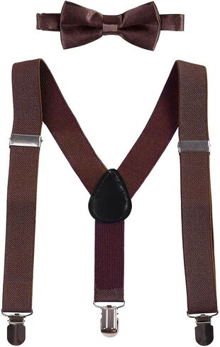 IBTOM CASTLE Baby Boys Y Back Adjustable Elastic Suspender Strong Sturdy Clip-on Braces Pre tied Bow Tie Perfect for Tuxed in Saudi Arabia
