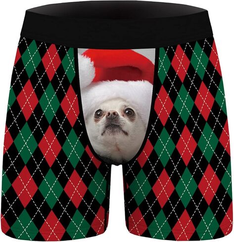 Jumppmile Men's Christmas Xmas Boxers Shorts Funny Santa Claus Underwear Boxer Briefs in Saudi Arabia