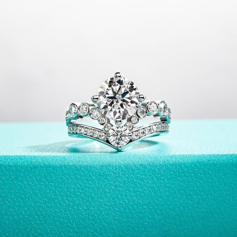 AnuClub Moissanite Engagement Rings 3.55/4.08cttw D Color VVS1 925 Sterling Silver Crown Wedding Rings Mask Promise Ring Wedding Band Eternity Rings for Women with Certificate in Saudi Arabia