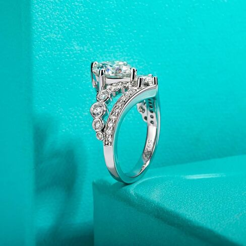 AnuClub Moissanite Engagement Rings 3.55/4.08cttw D Color VVS1 925 Sterling Silver Crown Wedding Rings Mask Promise Ring Wedding Band Eternity Rings for Women with Certificate in Saudi Arabia