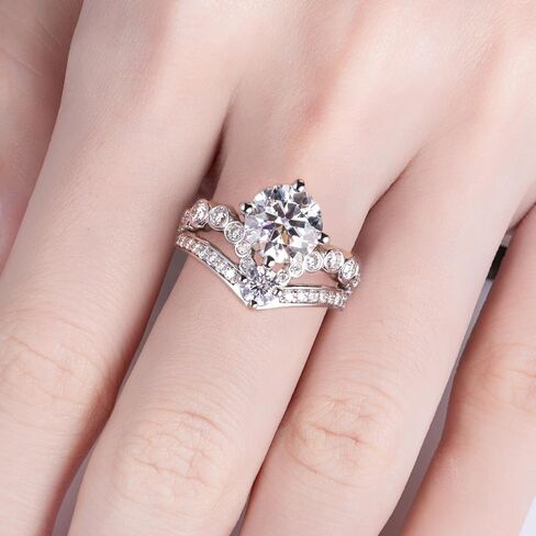AnuClub Moissanite Engagement Rings 3.55/4.08cttw D Color VVS1 925 Sterling Silver Crown Wedding Rings Mask Promise Ring Wedding Band Eternity Rings for Women with Certificate in Saudi Arabia